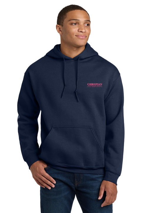 Christian Cottage Prep Pink Logo Left Chest Hooded Sweatshirt
