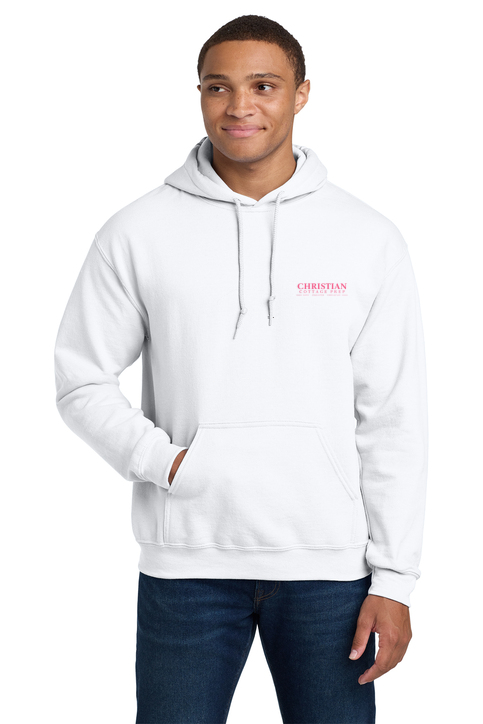 Christian Cottage Prep Pink Logo Left Chest Hooded Sweatshirt