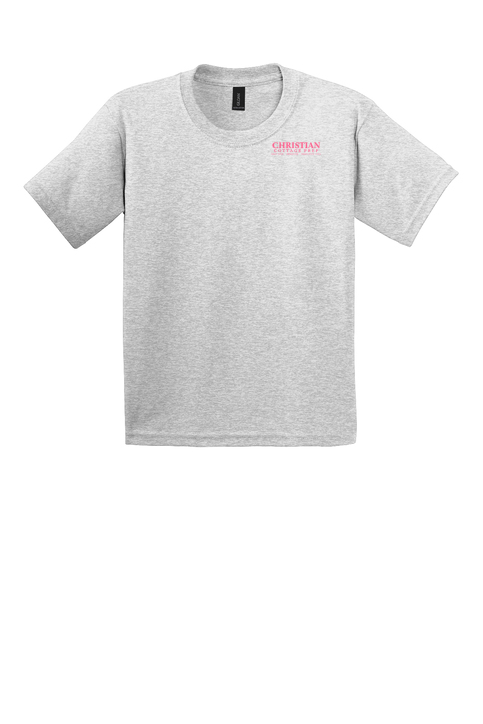 Christian Cottage Prep Youth Pink Logo Left Chest T-Shirt