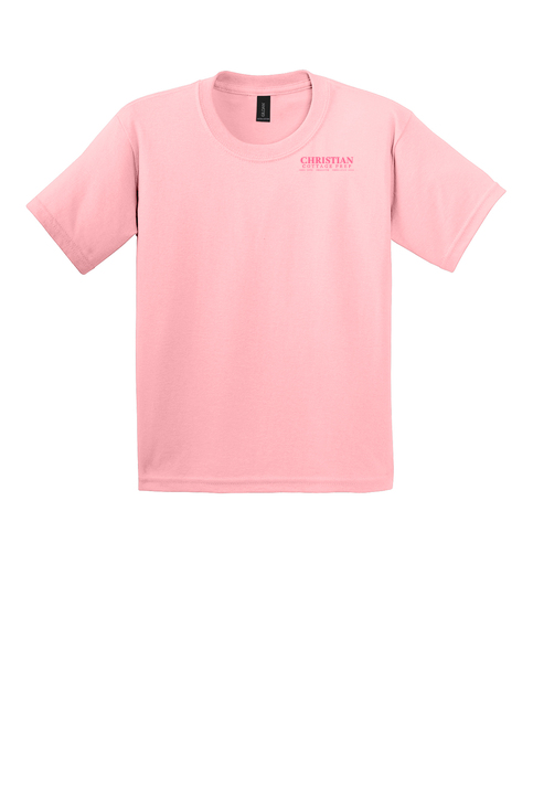 Christian Cottage Prep Youth Pink Logo Left Chest T-Shirt