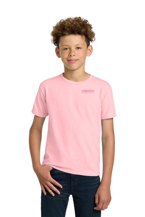 Christian Cottage Prep Youth Pink Logo Left Chest T-Shirt