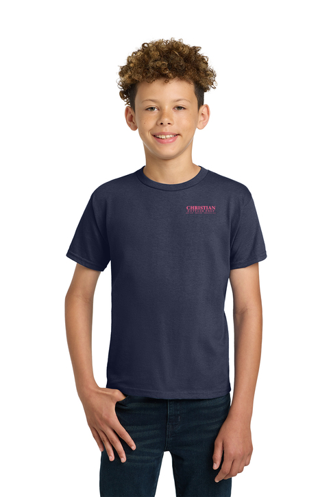 Christian Cottage Prep Youth Pink Logo Left Chest T-Shirt