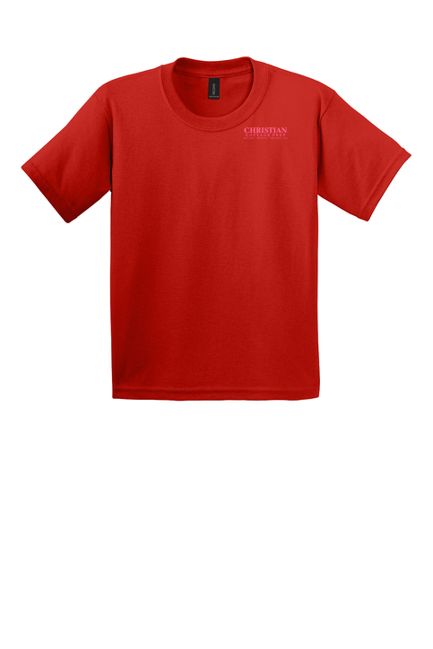 Christian Cottage Prep Youth Pink Logo Left Chest T-Shirt