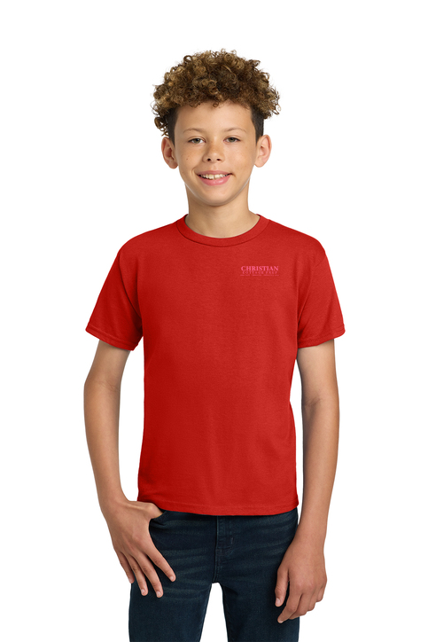 Christian Cottage Prep Youth Pink Logo Left Chest T-Shirt