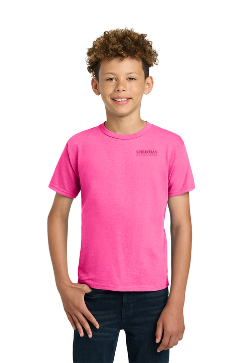 Christian Cottage Prep Youth Pink Logo Left Chest T-Shirt
