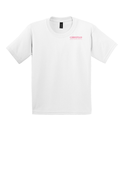 Christian Cottage Prep Youth Pink Logo Left Chest T-Shirt