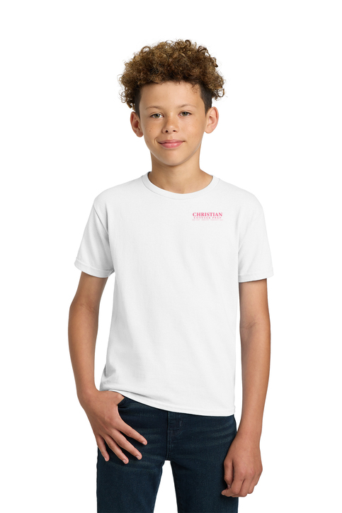 Christian Cottage Prep Youth Pink Logo Left Chest T-Shirt
