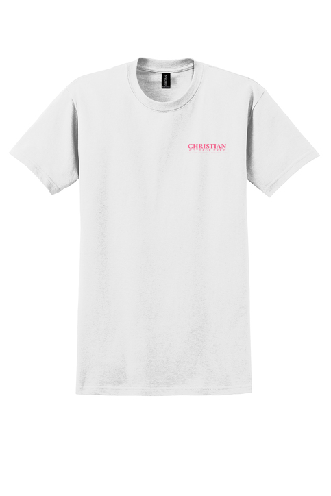 Christian Cottage Prep Pink Logo Left Chest T-Shirt