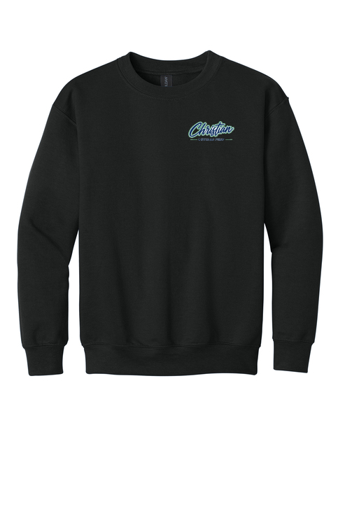 Christian Cottage Prep Youth Script Logo Full Chest Two Sided Sweatshirt