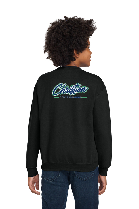 Christian Cottage Prep Youth Script Logo Full Chest Two Sided Sweatshirt