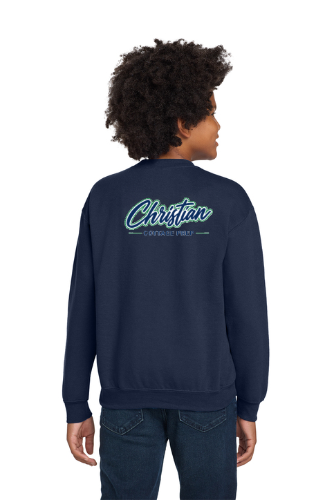 Christian Cottage Prep Youth Script Logo Full Chest Two Sided Sweatshirt