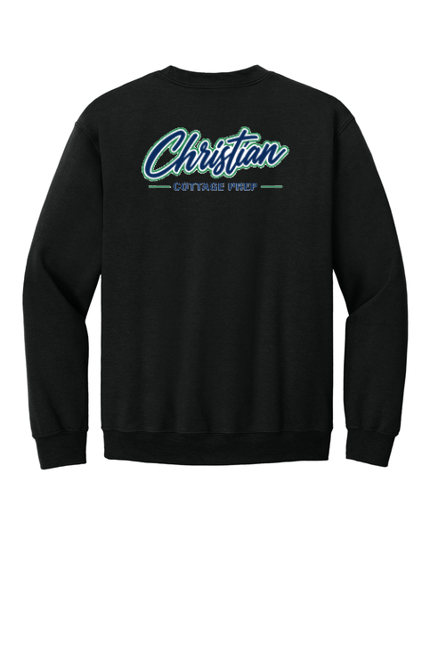 Christian Cottage Prep Script Logo Full Chest Two Sided Sweatshirt