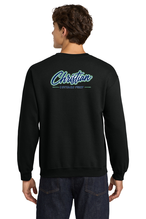 Christian Cottage Prep Script Logo Left Chest Front / Full Back Sweatshirt