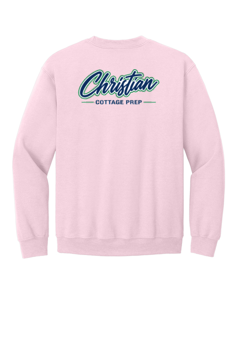 Christian Cottage Prep Script Logo Left Chest Front / Full Back Sweatshirt
