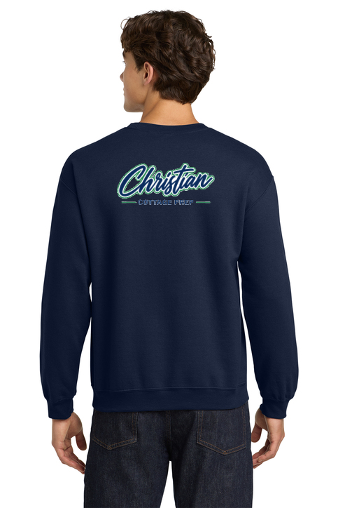 Christian Cottage Prep Script Logo Left Chest Front / Full Back Sweatshirt