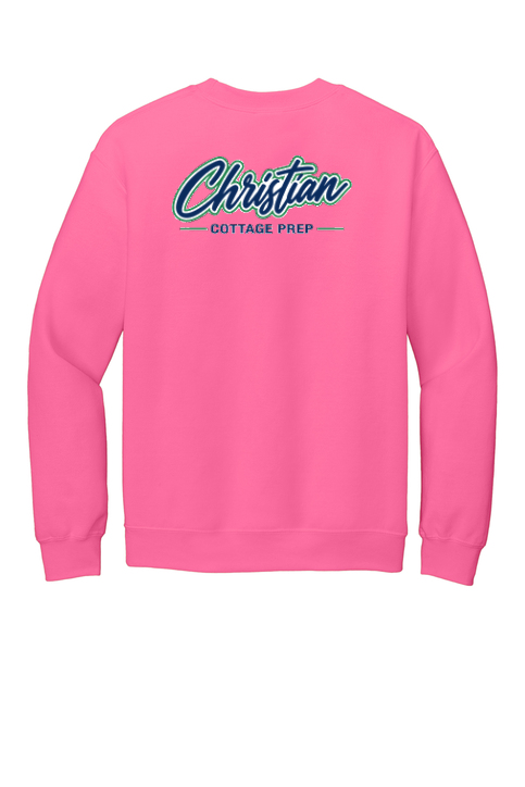 Christian Cottage Prep Script Logo Left Chest Front / Full Back Sweatshirt