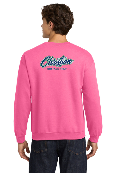 Christian Cottage Prep Script Logo Left Chest Front / Full Back Sweatshirt