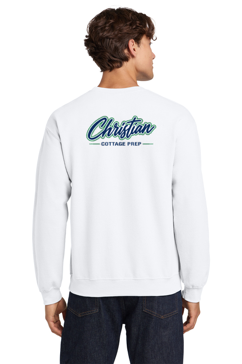 Christian Cottage Prep Script Logo Left Chest Front / Full Back Sweatshirt