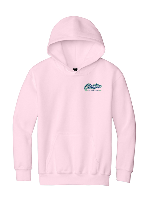 Christian Cottage Prep Youth Script Logo Full Chest Two Sided Hooded Sweatshirt