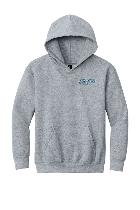 Christian Cottage Prep Youth Script Logo Full Chest Two Sided Hooded Sweatshirt