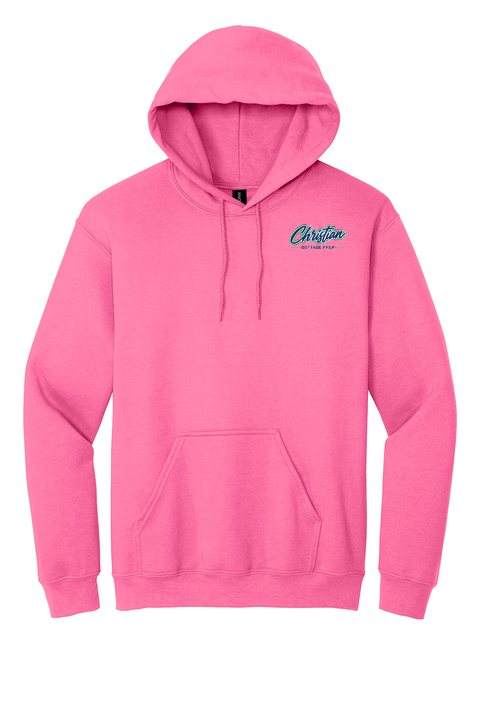 Christian Cottage Prep Script Logo Full Chest Two Sided Hooded Sweatshirt