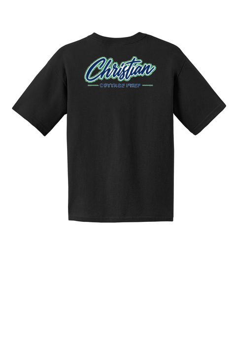 Christian Cottage Prep Youth Script Logo Full Chest Two Sided T-Shirt