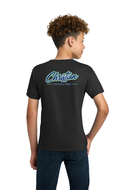 Christian Cottage Prep Youth Script Logo Full Chest Two Sided T-Shirt