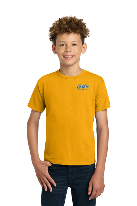 Christian Cottage Prep Youth Script Logo Left Chest Front / Full Back T-Shirt
