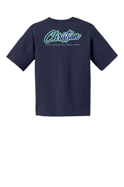 Christian Cottage Prep Youth Script Logo Left Chest Front / Full Back T-Shirt
