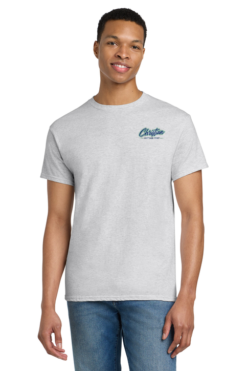 Christian Cottage Prep Script Logo Full Chest Two Sided T-Shirt