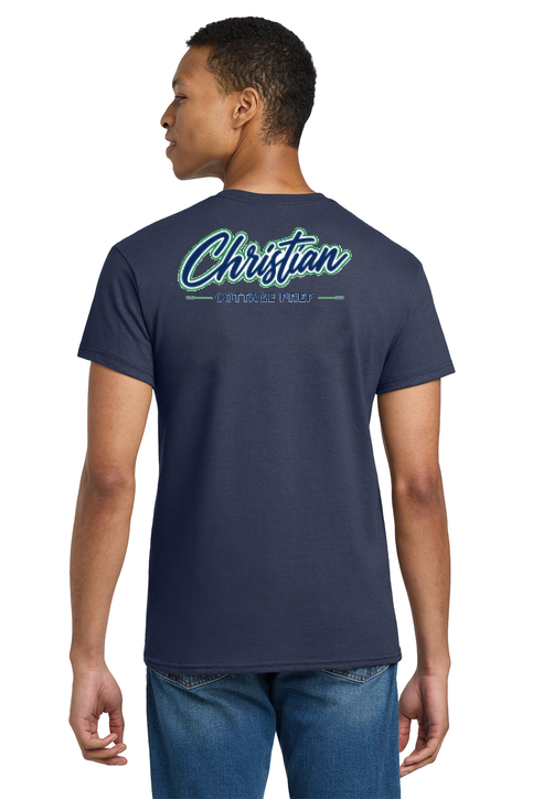Christian Cottage Prep Script Logo Full Chest Two Sided T-Shirt