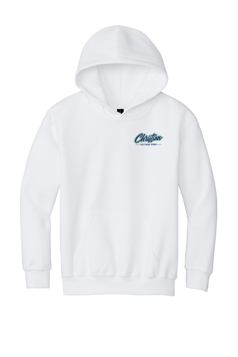 Christian Cottage Prep Youth Script Logo Left Chest Hooded Sweatshirt