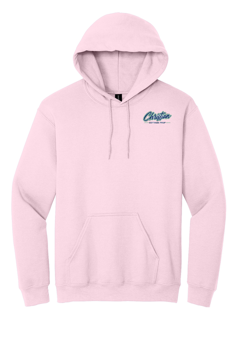 Christian Cottage Prep Script Logo Left Chest Hooded Sweatshirt