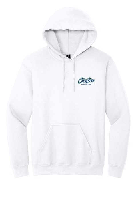 Christian Cottage Prep Script Logo Left Chest Hooded Sweatshirt