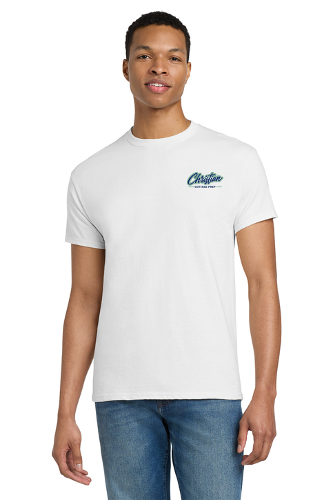 Christian Cottage Prep Script Logo Left Chest T-Shirt