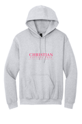 Christian Cottage Prep Pink Logo Full Chest One Sided Hooded Sweatshirt
