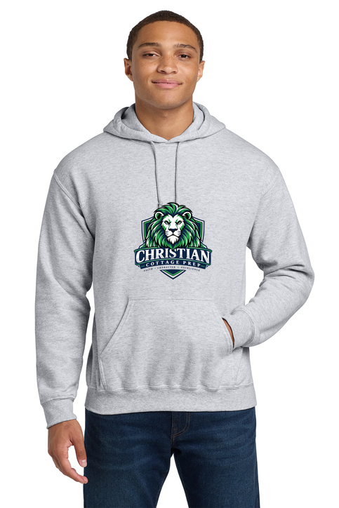 Christian Cottage Prep Logo Full Chest One Sided Hooded Sweatshirt