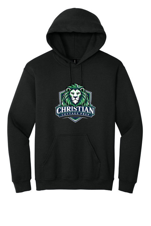 Christian Cottage Prep Logo Full Chest One Sided Hooded Sweatshirt