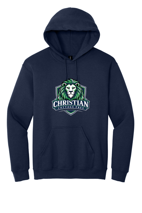 Christian Cottage Prep Logo Full Chest One Sided Hooded Sweatshirt