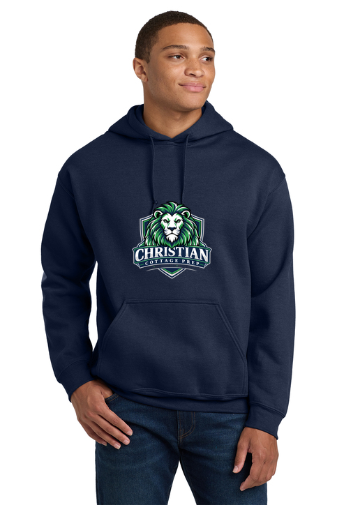 Christian Cottage Prep Logo Full Chest One Sided Hooded Sweatshirt