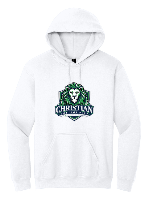 Christian Cottage Prep Logo Full Chest One Sided Hooded Sweatshirt