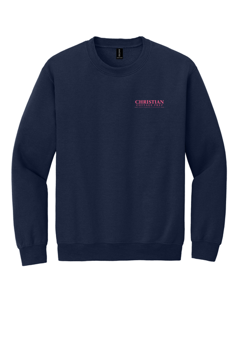Christian Cottage Prep Pink Logo Full Chest Two Sided Sweatshirt